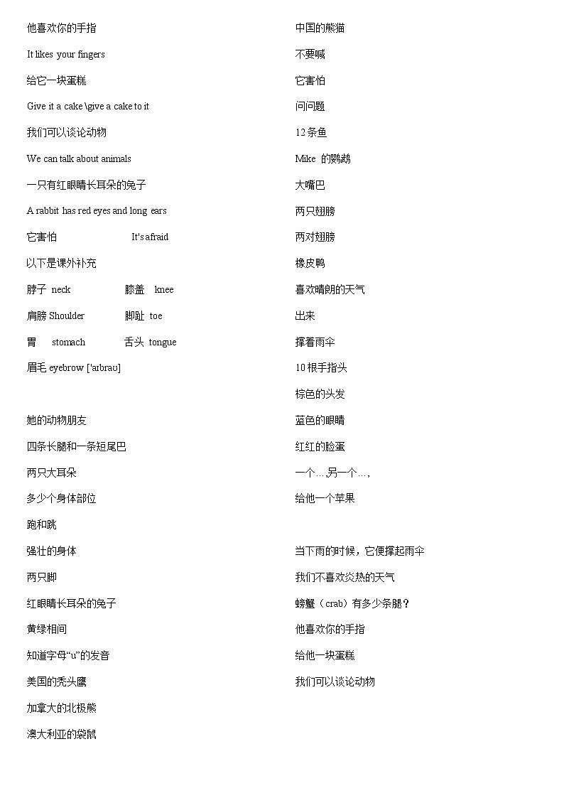 译林版五上英语5A u3 词组,语法练习02
