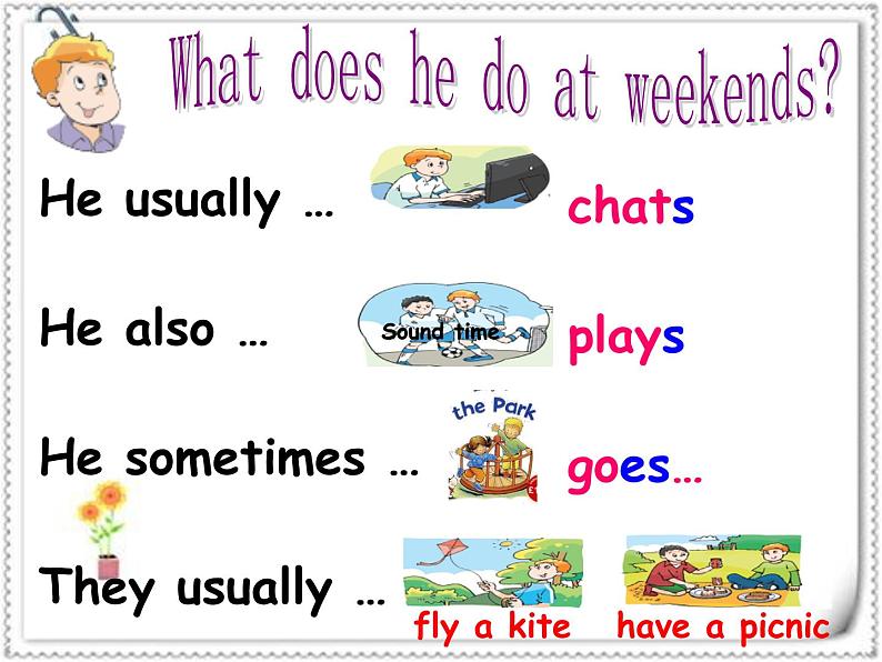 牛津译林版五年级英语上册-Unit 7 At weekends(Grammar-Fun time)(共19张)课件第7页