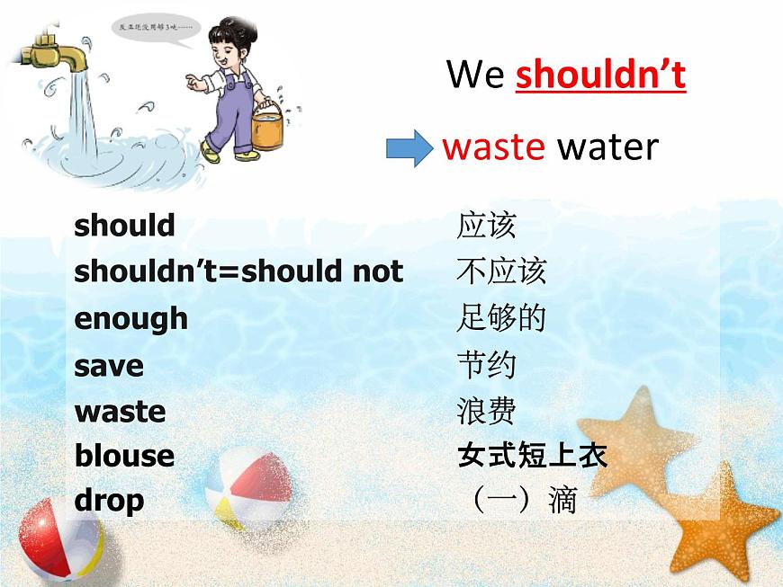 湘少版六年級(jí)英語(yǔ)上冊(cè)-Unit 8 We shouldn 't waste water（15）課件第7頁(yè)