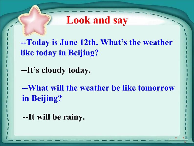 六年级上册英语课件-lesson 3 it will be sunny this sunday|科普版(三起)(共19张ppt)第5页