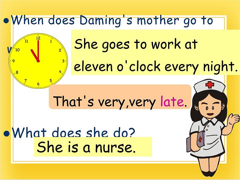 外研版(一起)英语五年级下册课件 《Module7Unit 1 My father goes to work at 8 o'clock every morning.》07