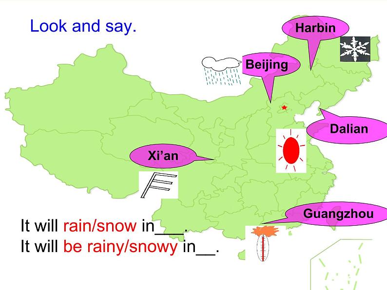 外研版(一起)英语六年级下册课件 《Module 2Unit 2 It will rain in Beijing.》06