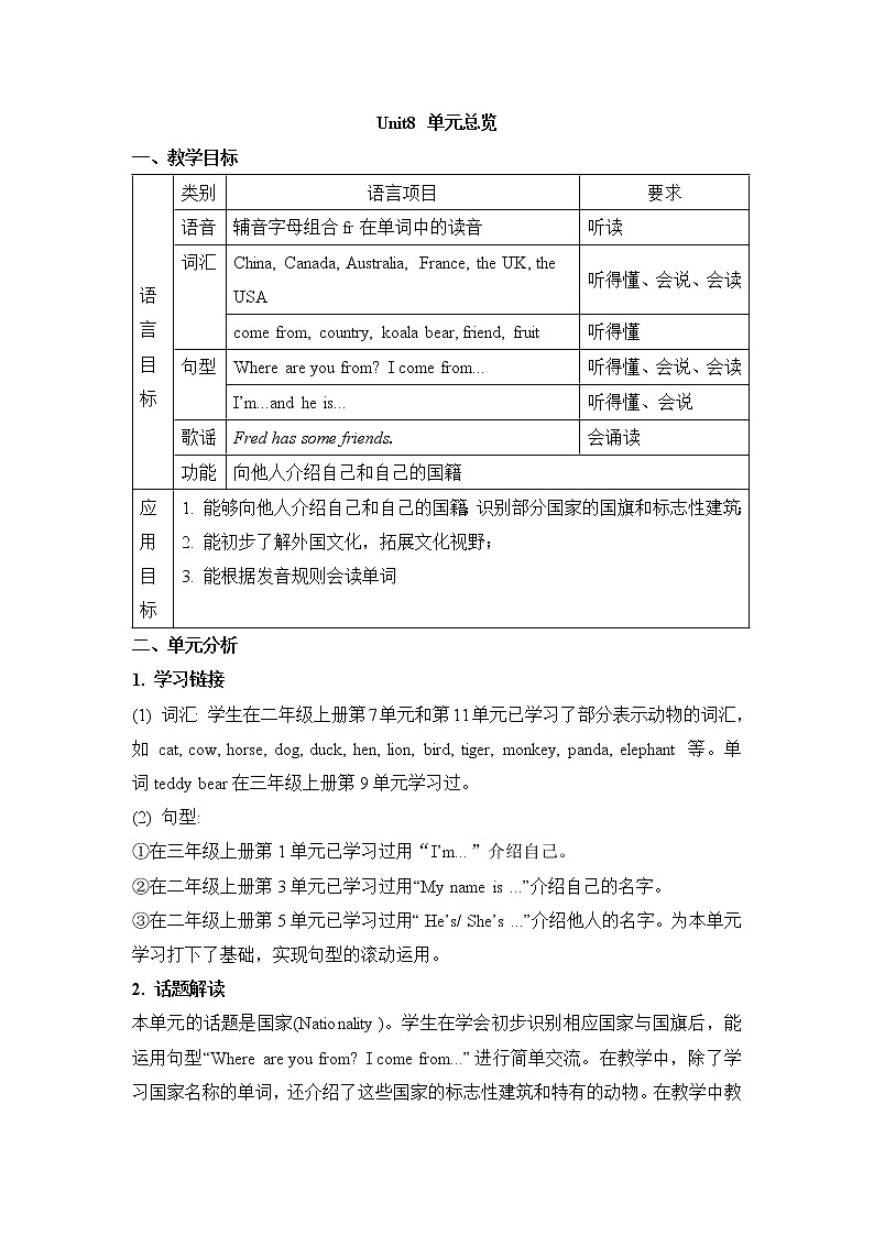 湘少版英语四下 Unit8 精品教案(3课时)01
