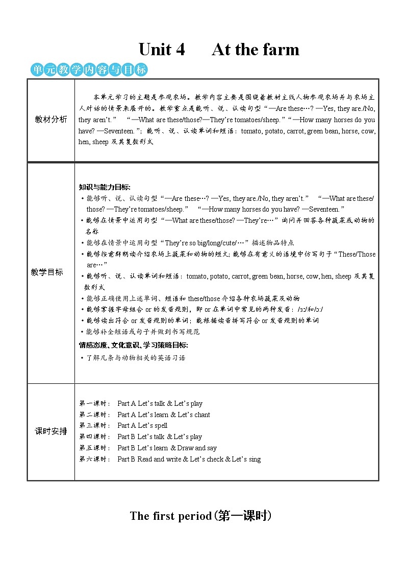 The first period(第一课时)教案第1页