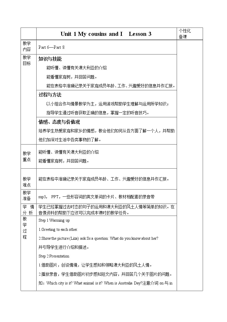 外研剑桥版英语六下uniy1My cousins and I（4）Part 7-8课件+教案+素材01