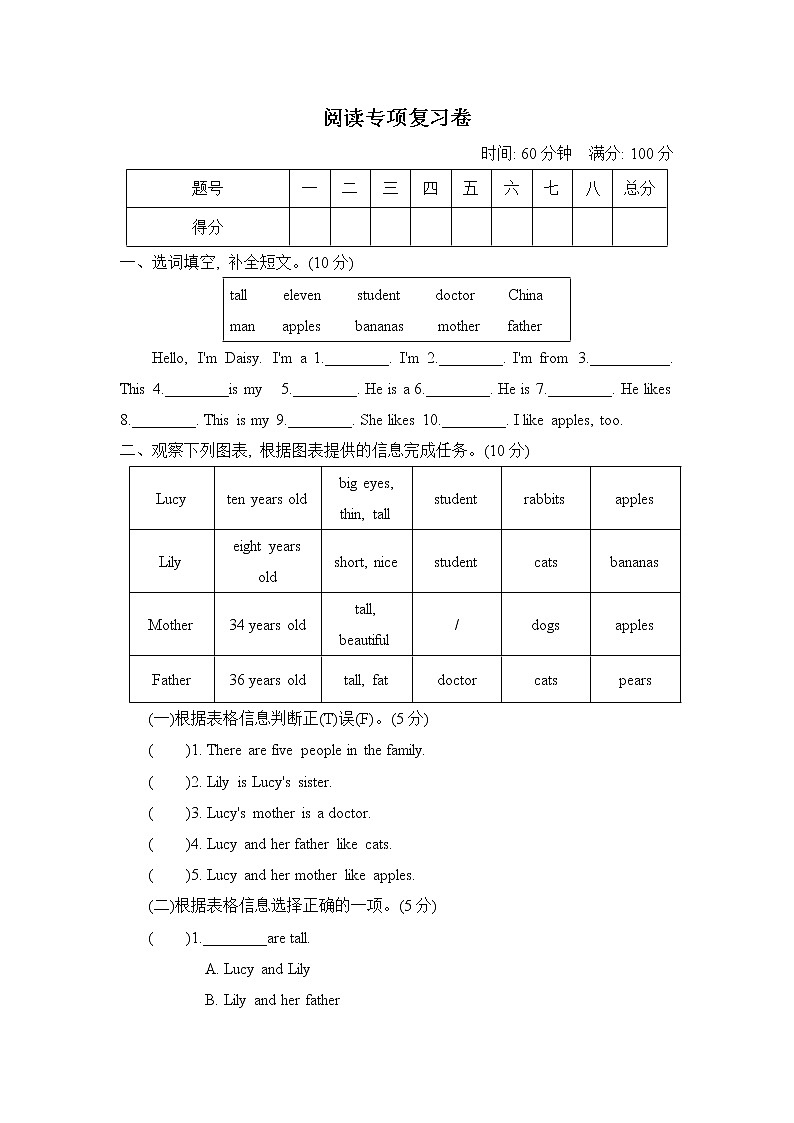 閱讀專項(xiàng)復(fù)習(xí)卷第1頁(yè)