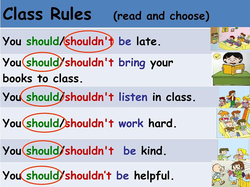 外研版(一起)英语五年级上册 Module 10 Unit 2 You shouldn't be late(课件)06