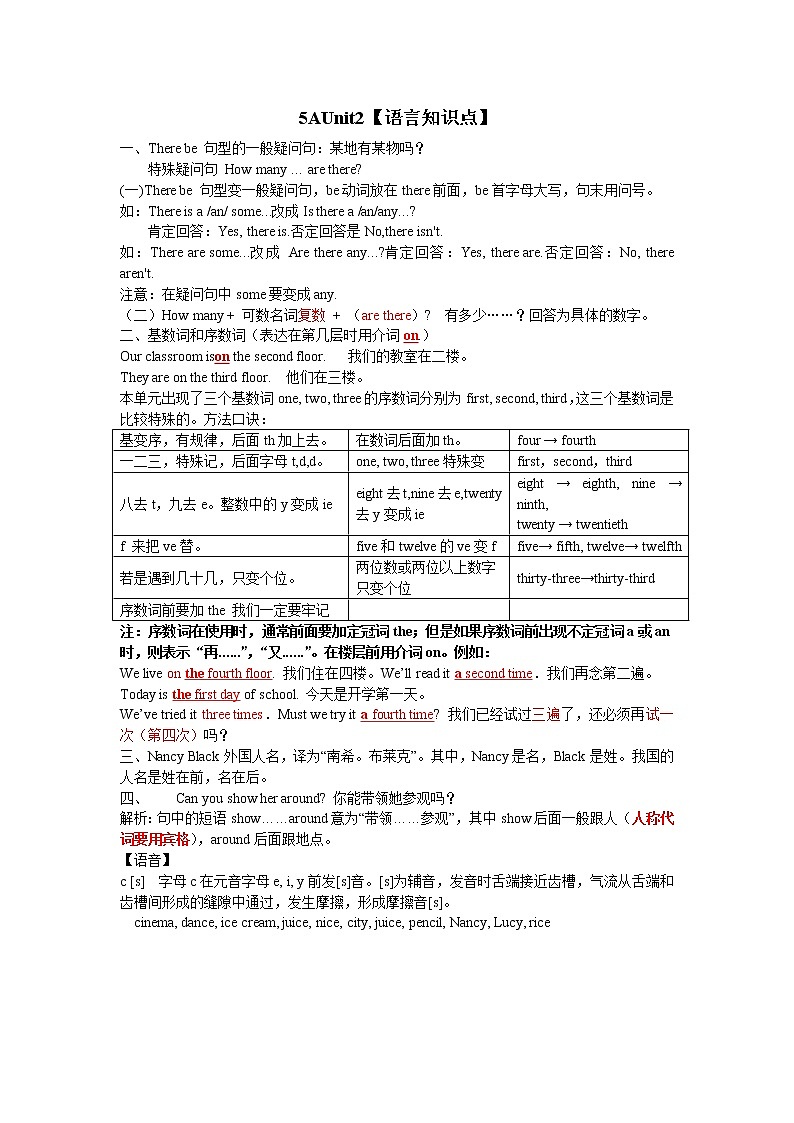 5a unit2知识点及过关练习题02