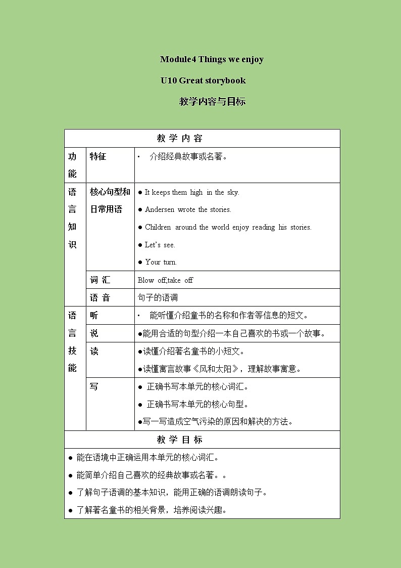 六年级下册英语教案-Module 4 Unit 10 Great storybooks 课时1 牛津上海(三起)01