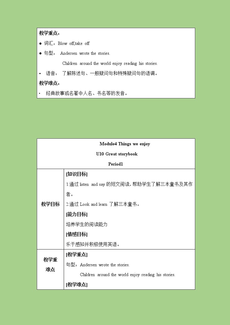 六年级下册英语教案-Module 4 Unit 10 Great storybooks 课时1 牛津上海(三起)02