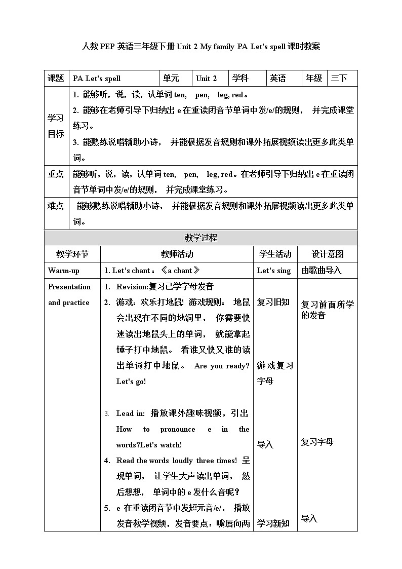 人教版英语3年级下册 unit 2 A3 PPT课件+教案01