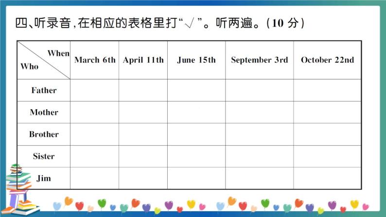 人教PEP版五年级下册英语期末模拟测试卷（一）+答案+听力+试题讲解PPT05