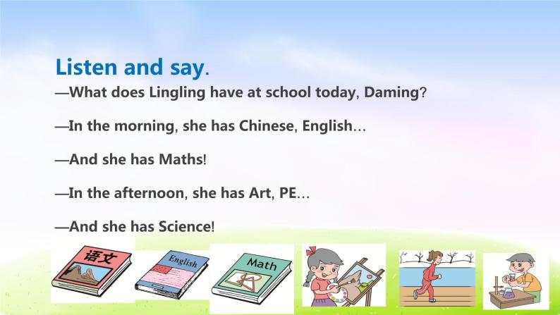 外研三下-M6-Unit 2 What does Lingling have at school？课件PPT05