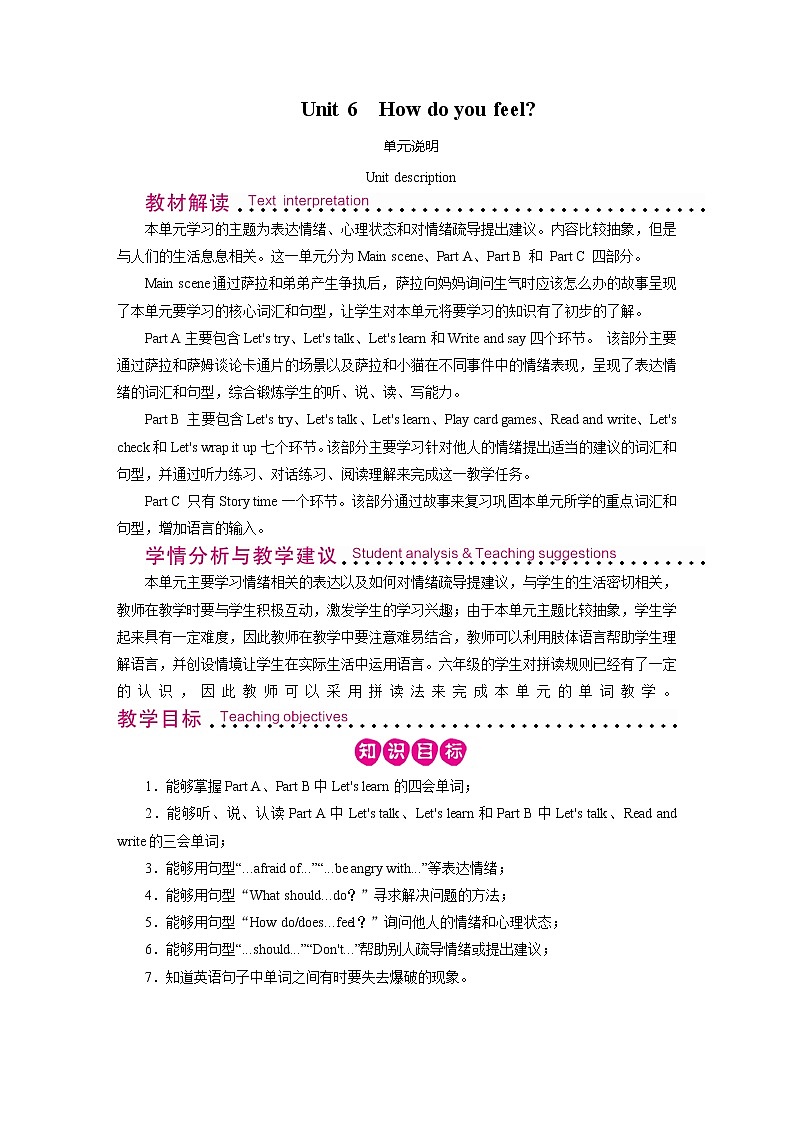 Unit 6 单元说明第1页