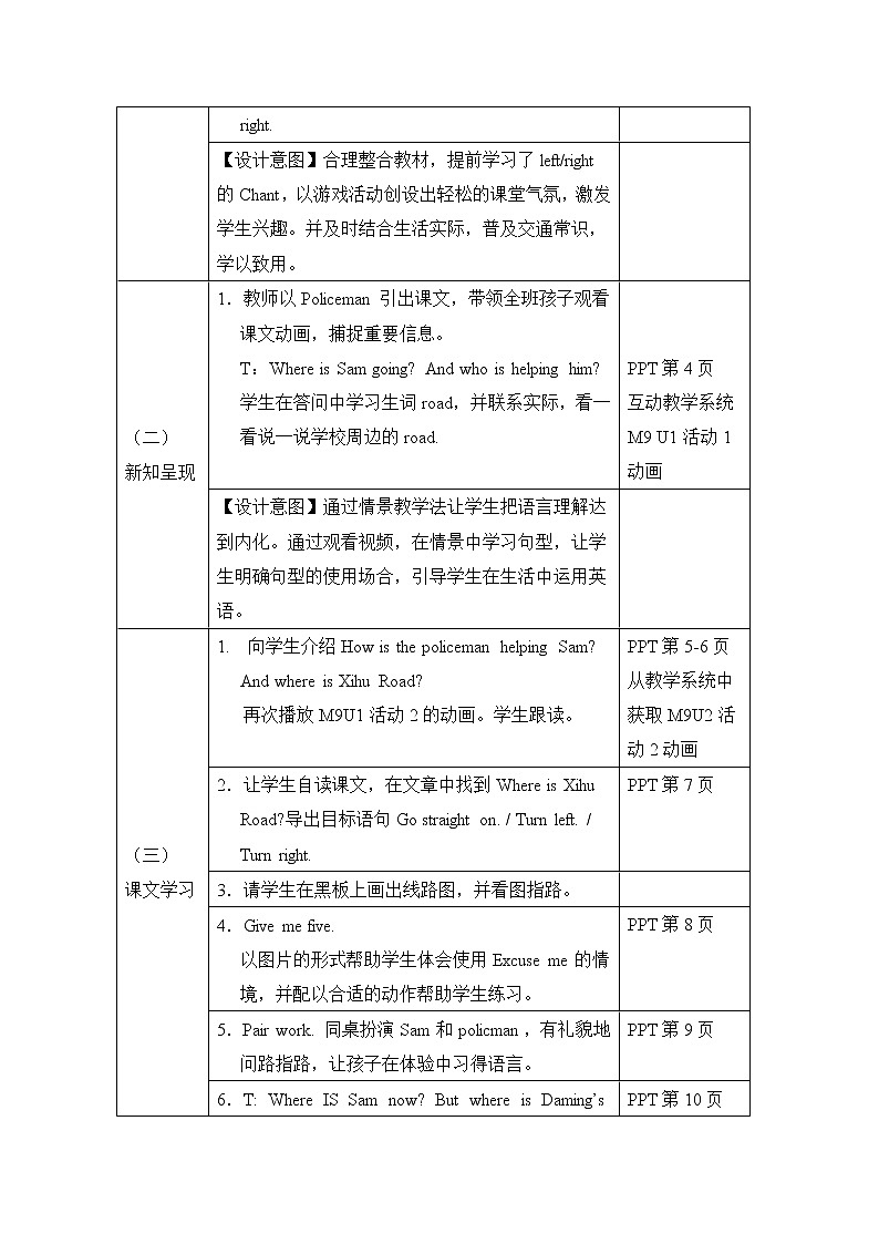 外研版(一年级起点)二年级 下册Module 9 Unit 1 Turn left 教案第2页
