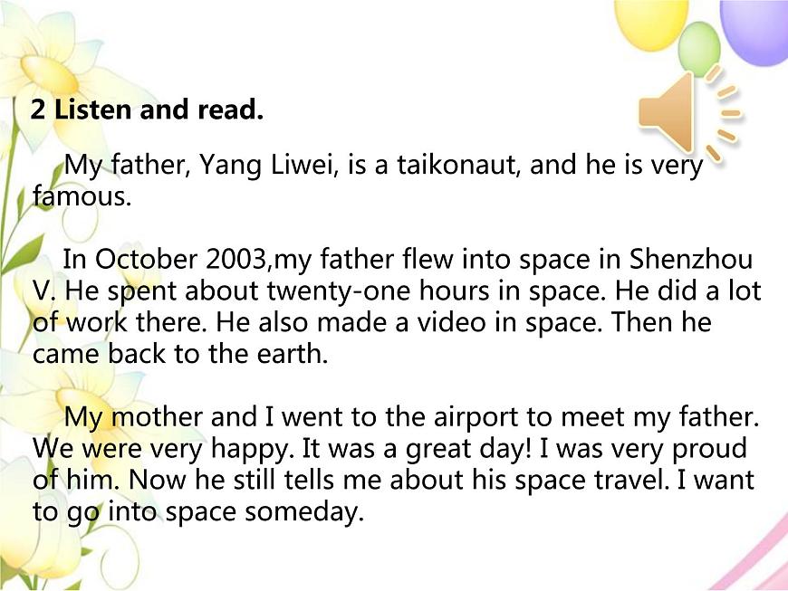 六下 M7-U1 He spent about twenty-one hours in space.第7頁