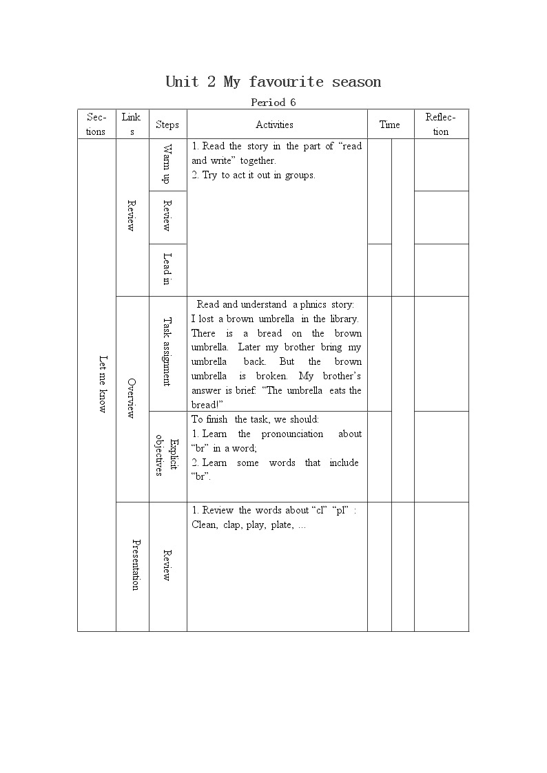 Unit 2 My favourite season read and write全英文优质教案01