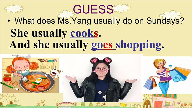 外研版(一年级起点)二年级下册Module 6 Unit 2 My grandma usually cooks. 课件第4页