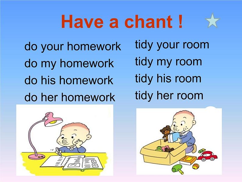 外研版(一年级起点)二年级下册Module 3 Unit 1 Sam isn't tidying his room.课件05