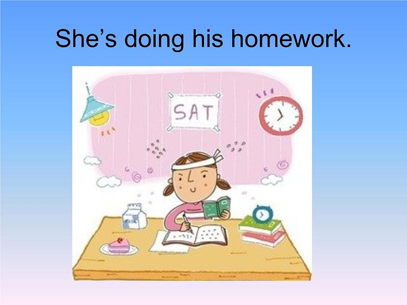 外研版(一年级起点)二年级下册Module 3 Unit 1 Sam isn't tidying his room.课件08