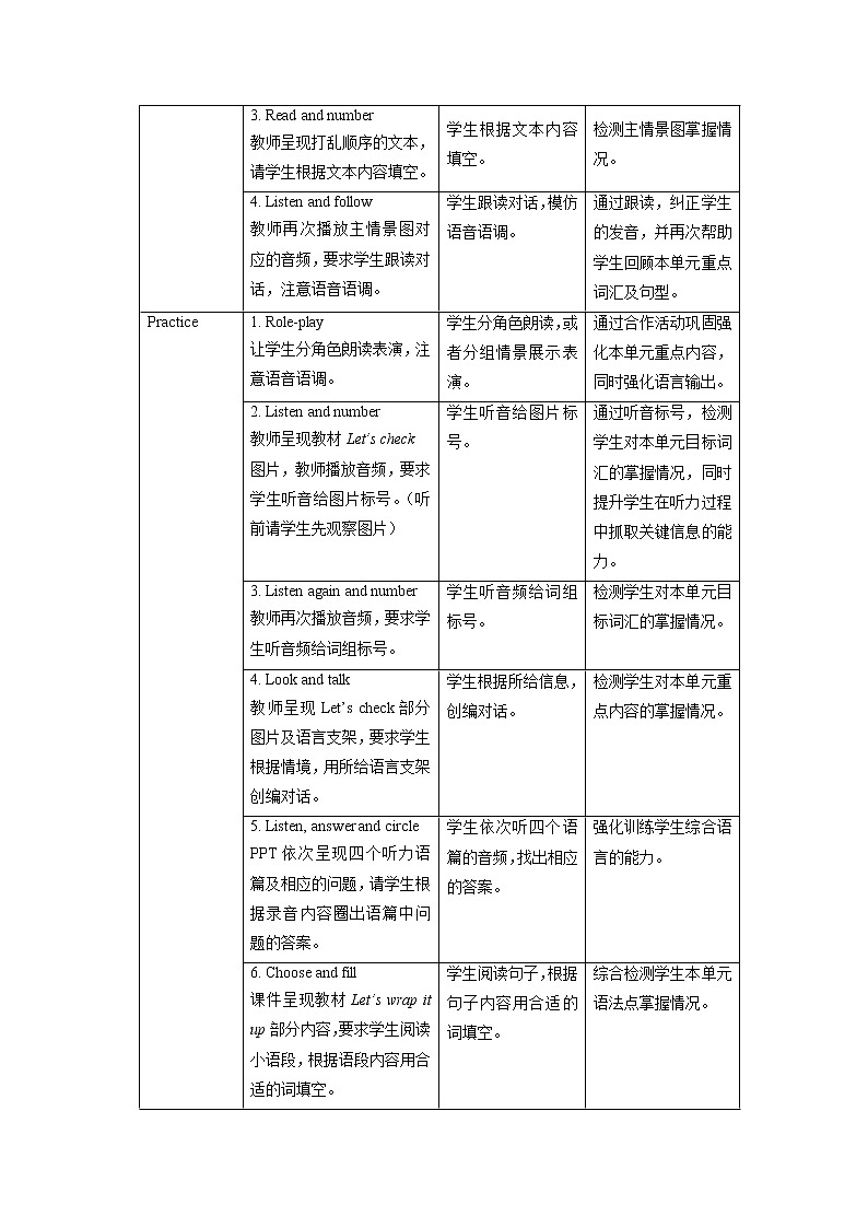 人教版(PEP)Unit 2 Last weekend Part B Let’s check(教案)英语六年级下册第2页