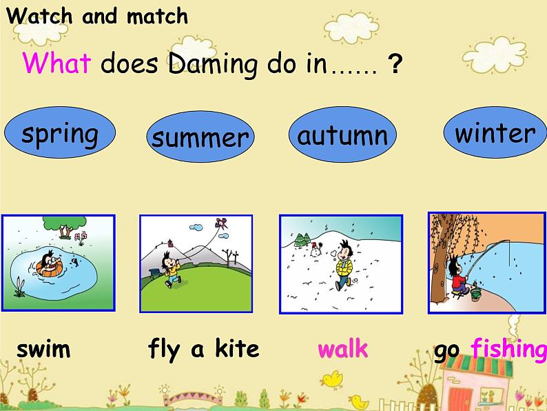 三年级英语下册课件-Module 8 Unit 2 Daming flies a kite in the park-外研版(三起)第4页