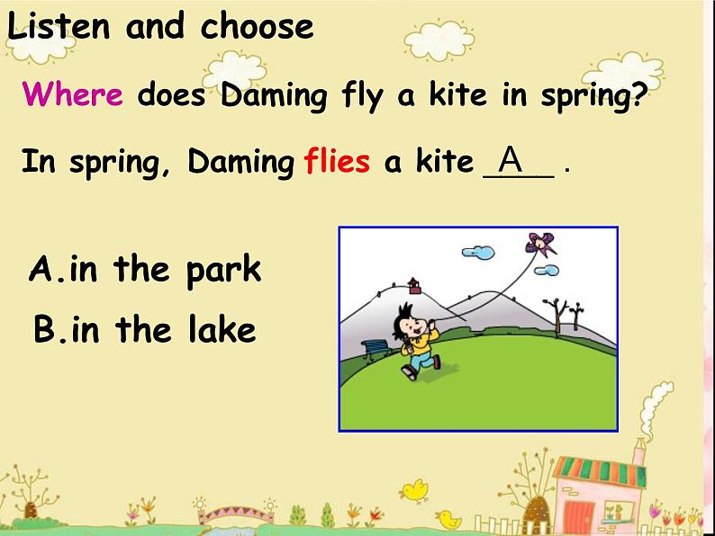 三年级英语下册课件-Module 8 Unit 2 Daming flies a kite in the park-外研版(三起)第7页