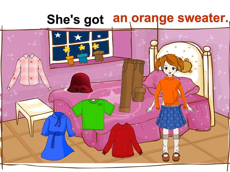 三年级英语下册课件-Module 10 Unit 2 She's got an orange sweater13-外研版(三起)05