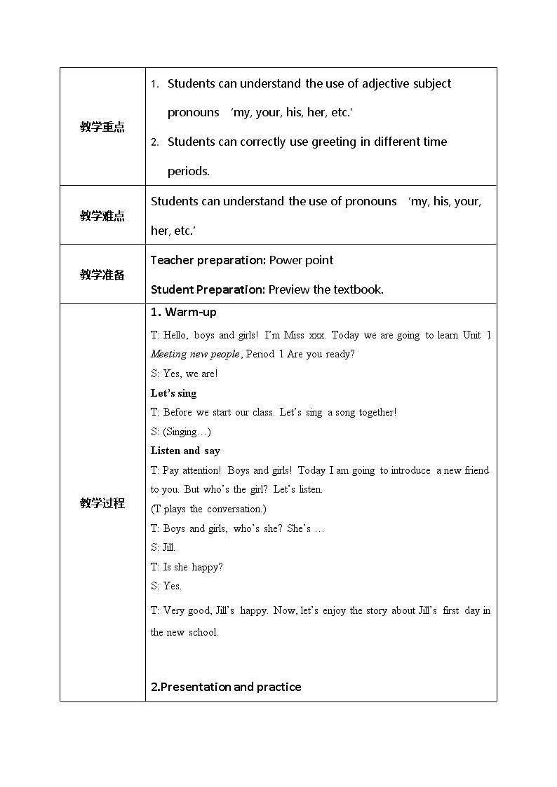 Meeting new people(第一课时)课件PPT+教案+练习02