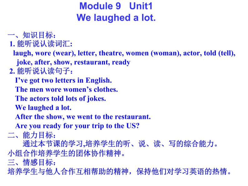 五年级英语下册课件-Module 9 Unit 1 We laughed a lot325-外研版（三起）01