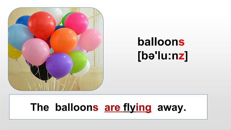 外研版(三起)小学英语六下 Module4 Unit1 The balloons are flying away! 课件06