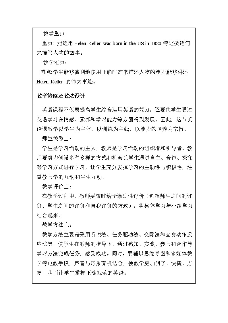 外研版(三起)小学英语六下 Module7 Unit2 She couldn't see or hear. 教案02