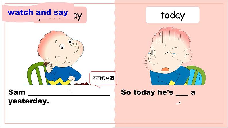 外研版(三起)小学英语四下 M10 U2 Sam had lots of chocolate. 课件05