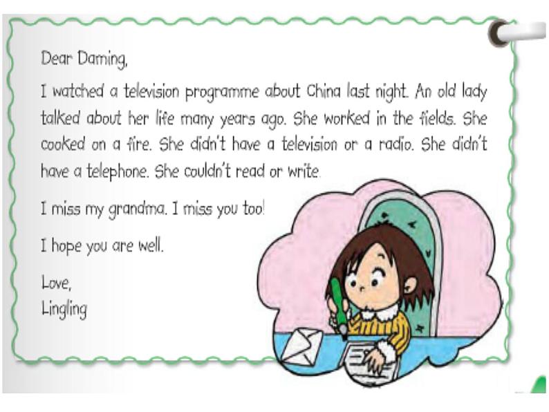 外研版(三起)小学英语五下 M1 U2 She didn't have a television. 课件05