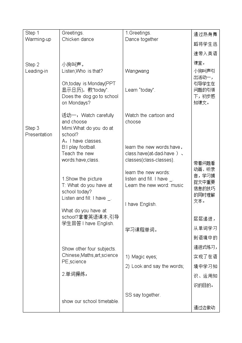 外研版(三起)小学英语三下 M6U2 What does Lingling have at school? 教案02