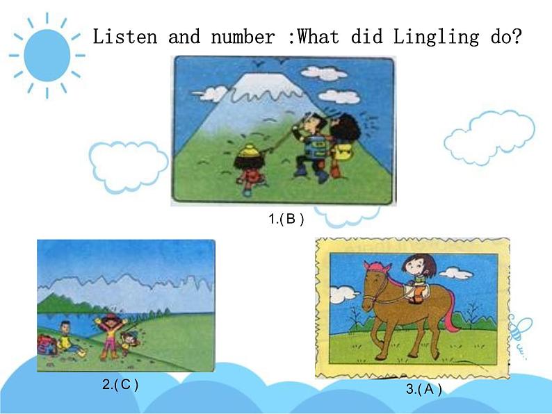 外研版(三起)小学英语五下 M6 U2 She visited the tianchi lake. 课件05