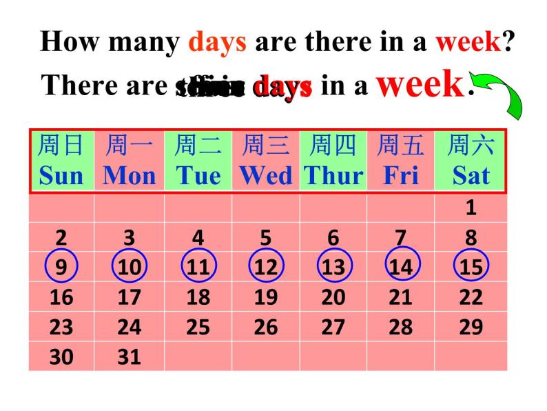 人教精通版小学英语四下 Unit4 There are seven days in a week.(Lesson19) 课件07