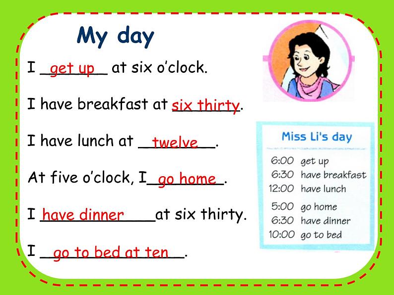 译林版小学英语四下 Unit3 My day(第3课时) 课件第4页