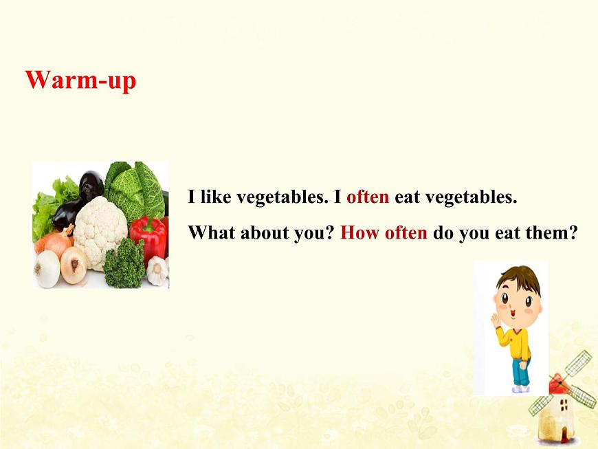 冀教版（三起）英語(yǔ)小學(xué)六年級(jí)下冊(cè)U2-L9 Eat More Vegetables and Fruit！教學(xué)課件第2頁(yè)
