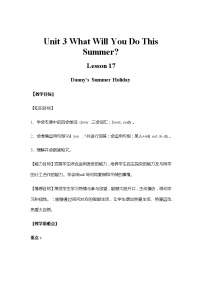 小学英语冀教版 (三年级起点)六年级下册Lesson17 Danny's Summer Holiday教学设计