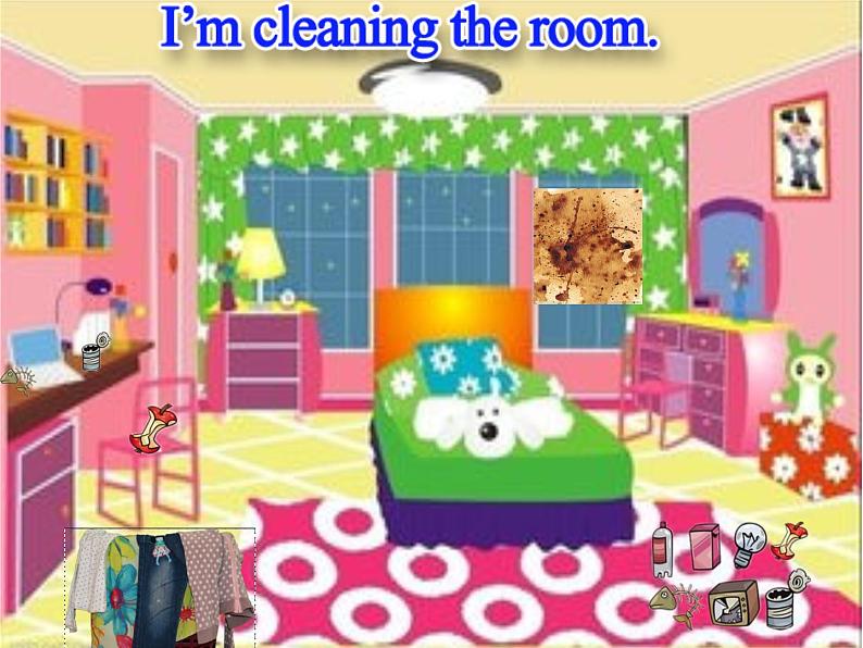 人教精通版小学英语五下 Unit5 I 'm cleaning my room.(Lesson26) 课件第8页