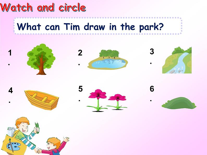 译林版小学英语四下 Unit4 Drawing in the park(第1课时) 课件第6页