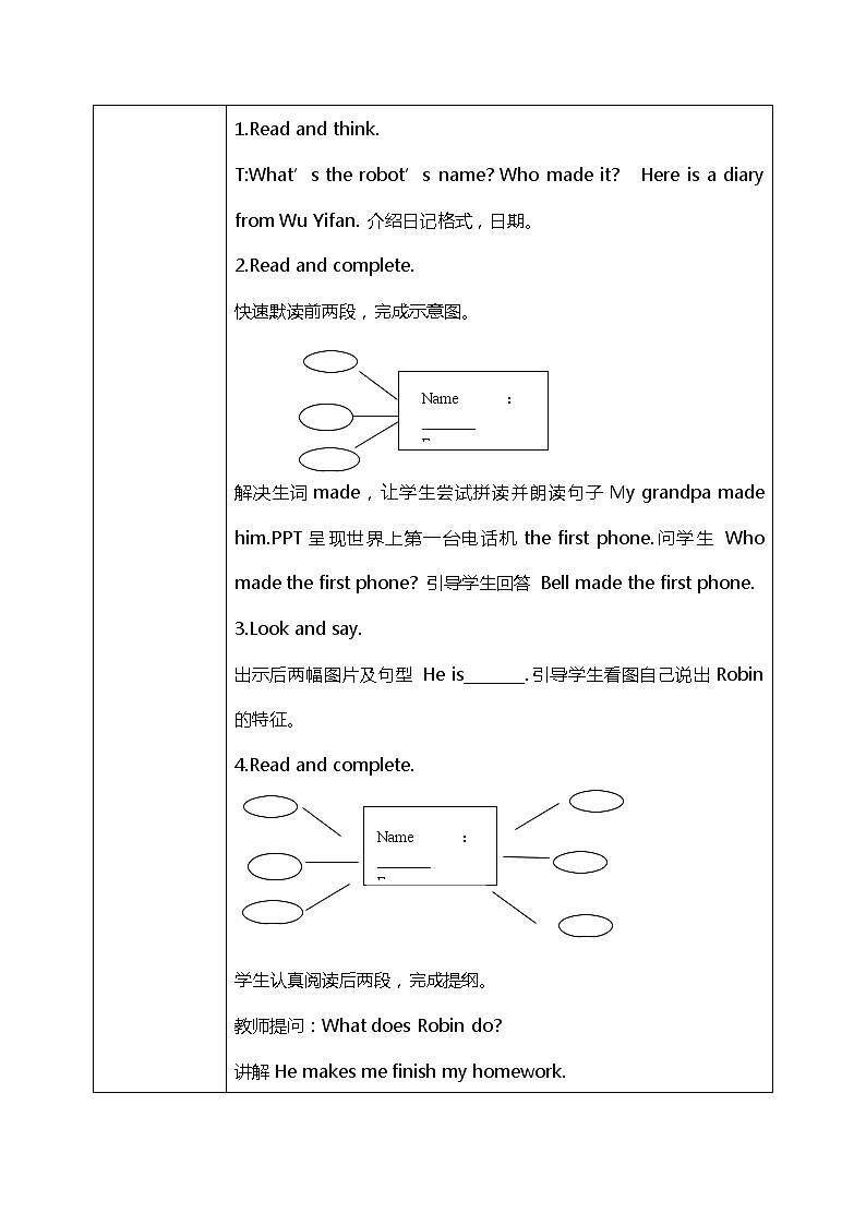 人教版PEP五上《Unit1 What 's he likePart B(Read and write)》教学设计第2页