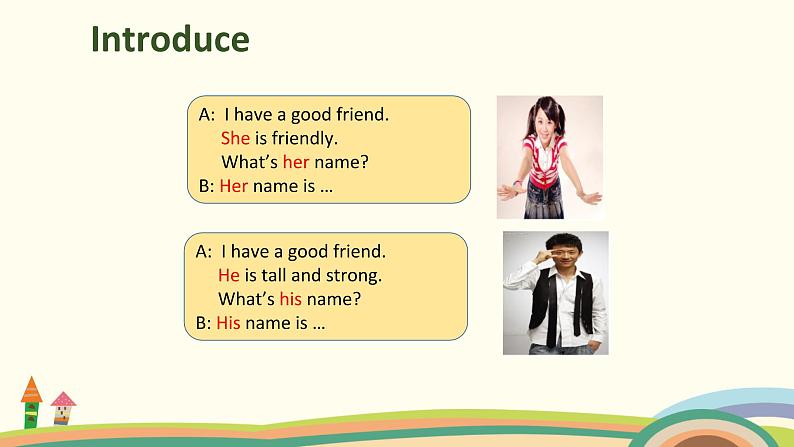 小学英语四年级上册RJ版课件 Unit 3 My friends Part B第1课时第2页