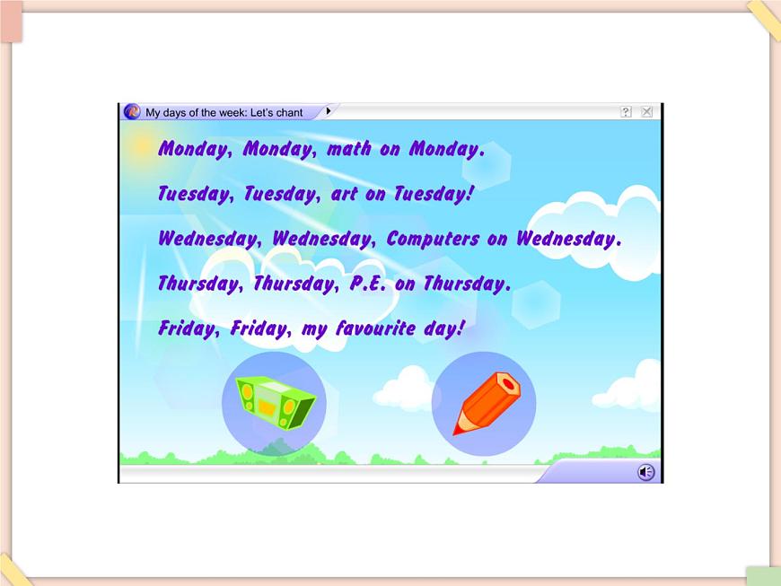 北京版英語(yǔ)二年級(jí)上冊(cè)Unit1 what day is today Lesson 4  課件第3頁(yè)