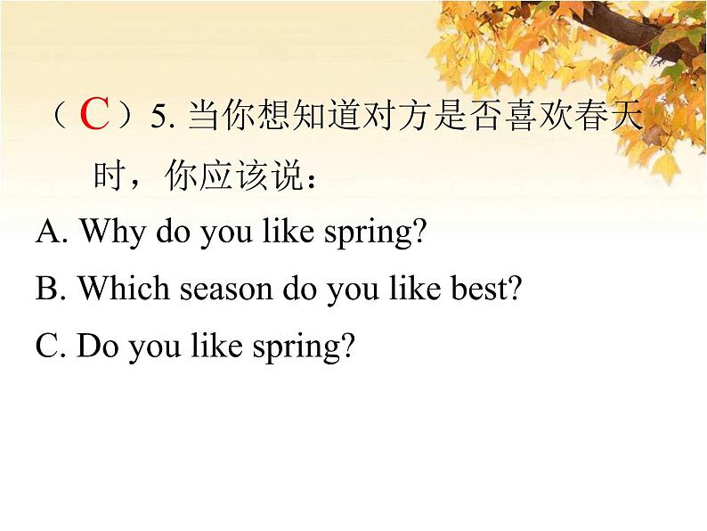 人教版(PEP)五年级英语下册专项复习四情景交际习题课件05