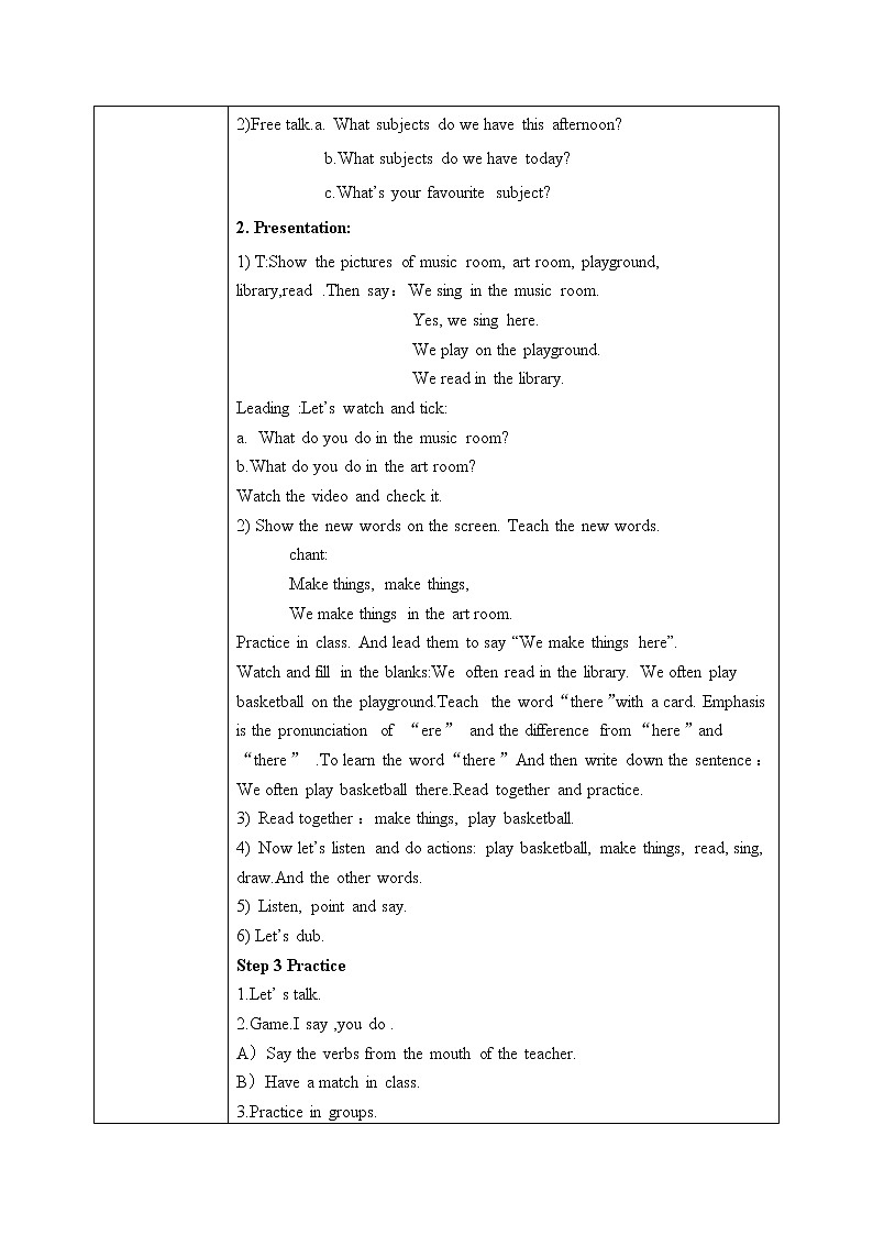 鲁科版五四制4上英语《School Life》Unit 1 Lesson 3We sing here.课件+教案02