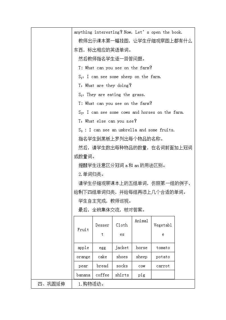 六年级下册英语教案-Recycle-The First Period 人教PEP版第2页