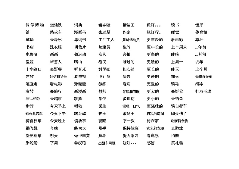 PEP六年级英语上下册听写集锦第1页