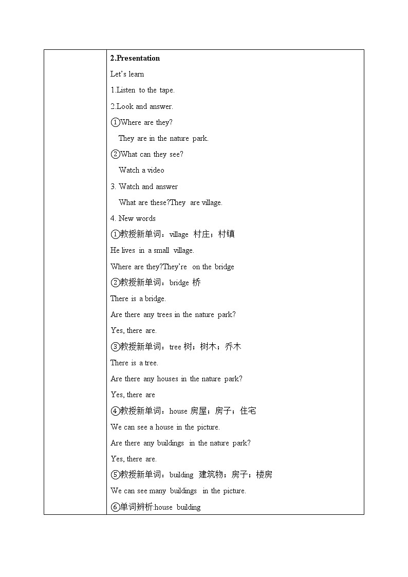 人教版英语五上《Unit6 In a nature park part B Let’ learn》课件PPT+教学设计02